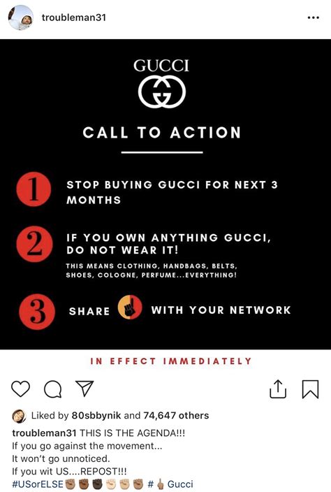 is gucci on boycott list|Gucci boycott or buy.